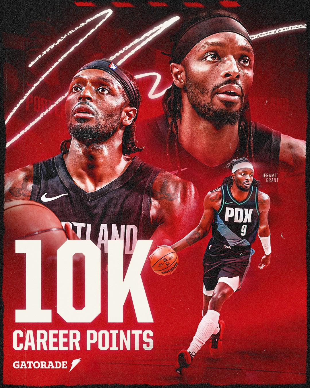 9game-里程碑！格兰特解锁生涯10000分里程碑，开拓者队史第47位